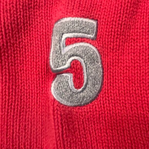 Lands End Baby Red Knit Sweater 18M Number 5 Patch Warm Cozy Classic Boy - Picture 3 of 6
